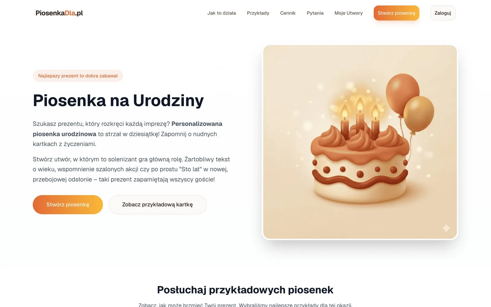 Strona okazji: piosenka na urodziny